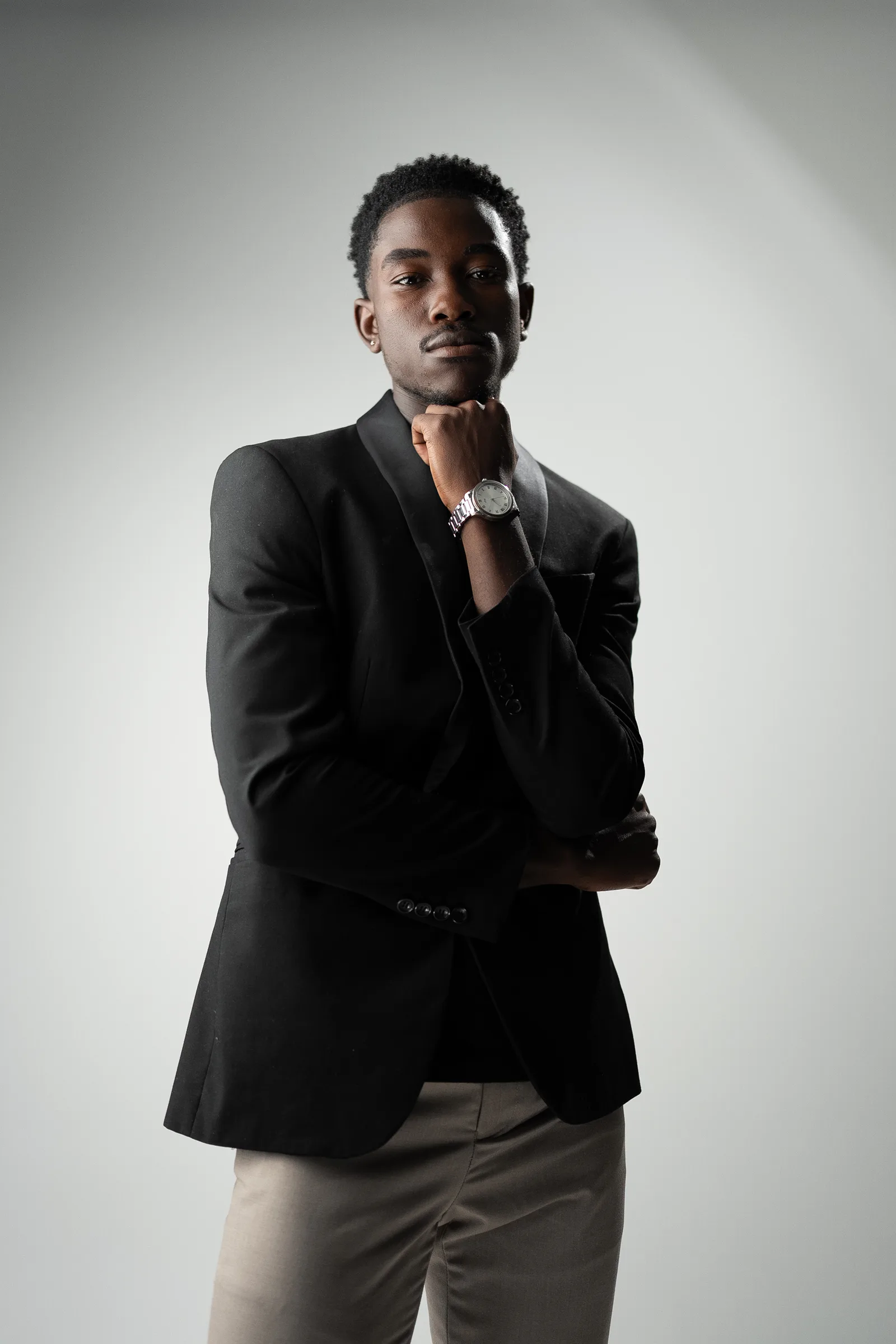 Male talent posing inside Studio GQ