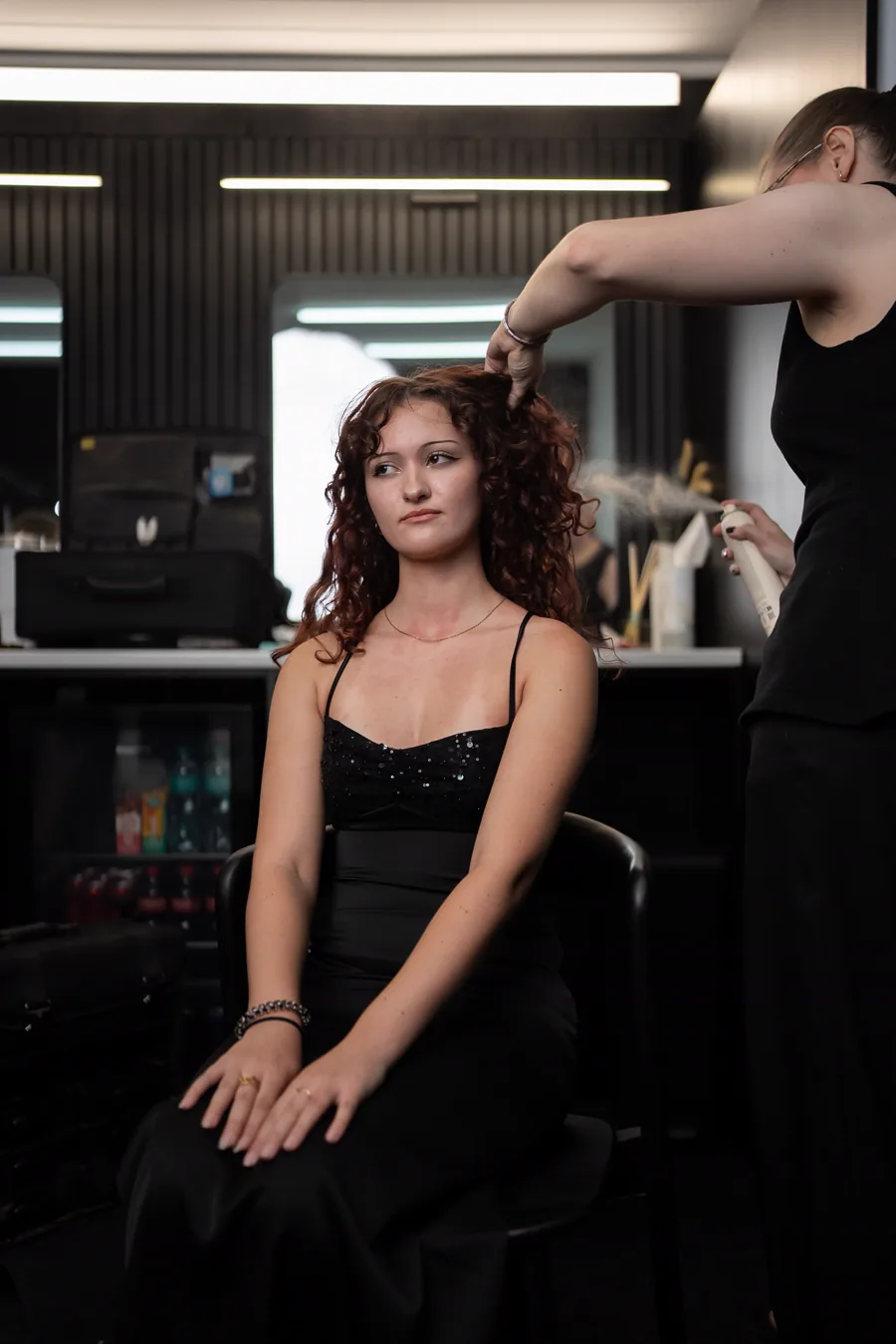 Hair styling preparation inside Studio GQ